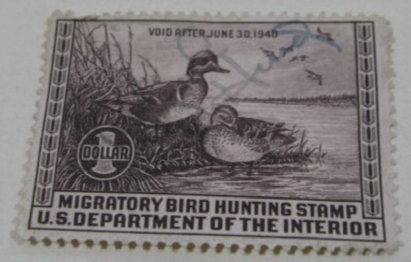 RW6 1939 FEDERAL DUCK STAMP GREEN WINGED TEAL